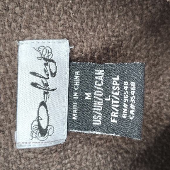 Oakley Jacket Size Medium Brown Full Zip Up Long Sleeve Fleece Distressed Logo - Picture 2 of 4